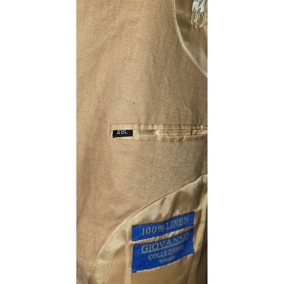 Giovanno Collezione Unom 100% Linen Blazer 48L 3 Button 2 Vent Pony Logo Jacket - Picture 12 of 12